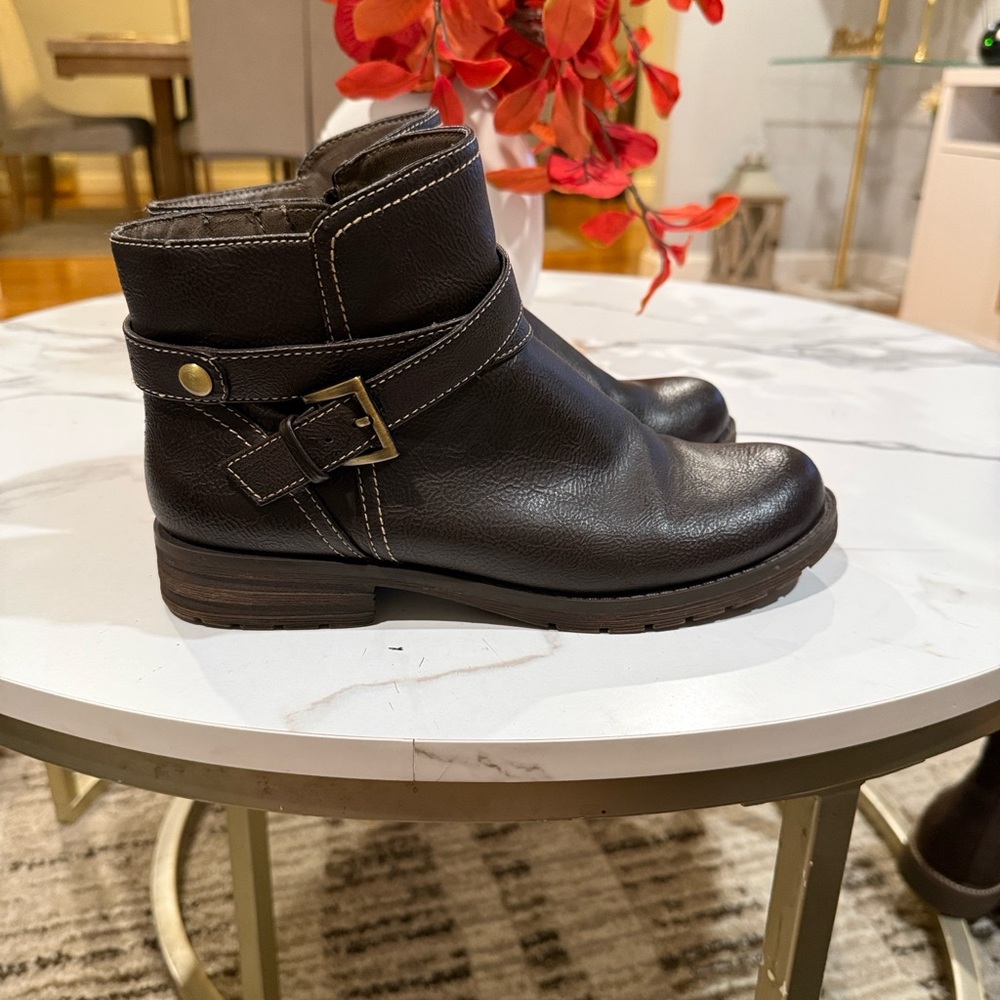Natural Soul Brown Ankle Boots with Buckle Detail
